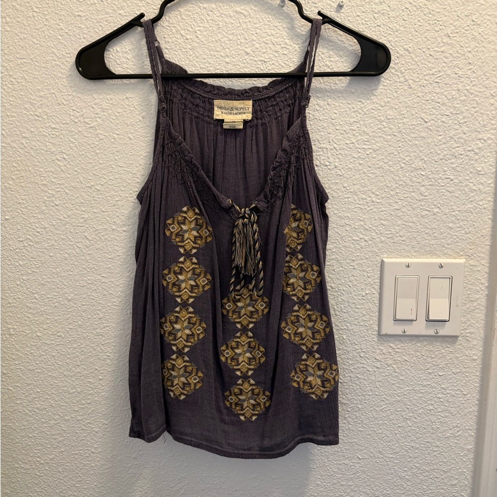 Denim & Supply Ralph Lauren Purple Camisole with Geometric embroidered Pattern - Picture 5 of 9